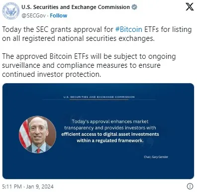 SEC批准现货比特币ETF：加密资产监管新纪元开启